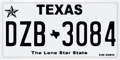 TX license plate DZB3084