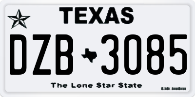 TX license plate DZB3085