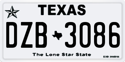 TX license plate DZB3086