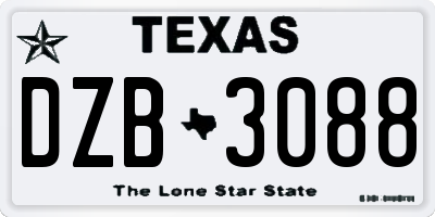 TX license plate DZB3088