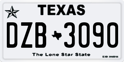 TX license plate DZB3090