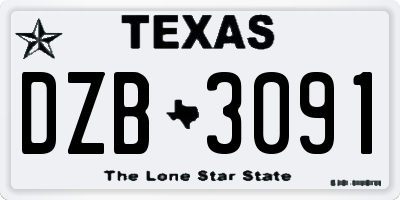 TX license plate DZB3091
