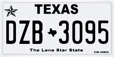 TX license plate DZB3095