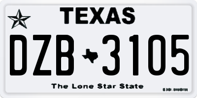 TX license plate DZB3105