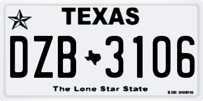 TX license plate DZB3106