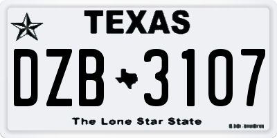 TX license plate DZB3107