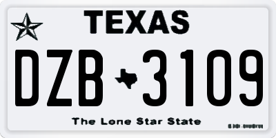 TX license plate DZB3109