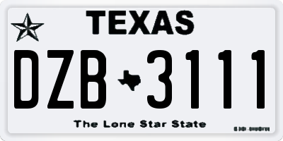 TX license plate DZB3111