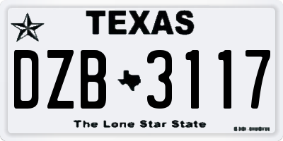 TX license plate DZB3117