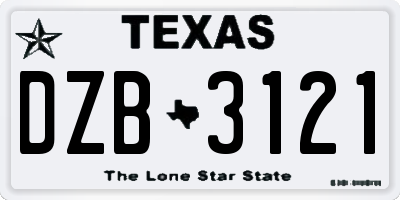 TX license plate DZB3121