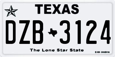 TX license plate DZB3124
