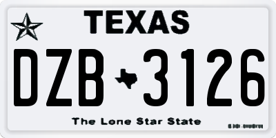 TX license plate DZB3126