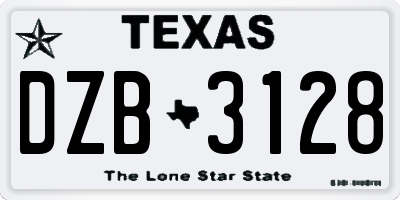 TX license plate DZB3128