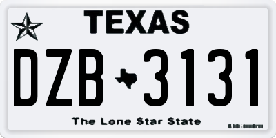 TX license plate DZB3131