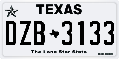 TX license plate DZB3133