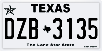 TX license plate DZB3135