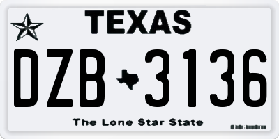 TX license plate DZB3136