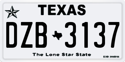 TX license plate DZB3137