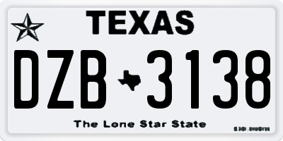 TX license plate DZB3138