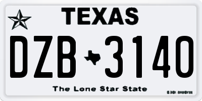 TX license plate DZB3140