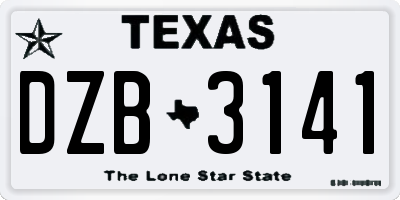 TX license plate DZB3141