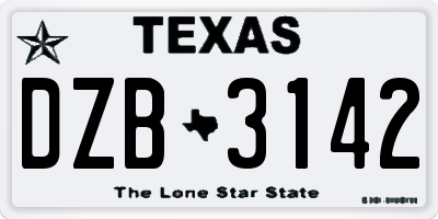 TX license plate DZB3142