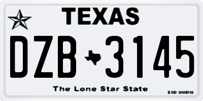 TX license plate DZB3145