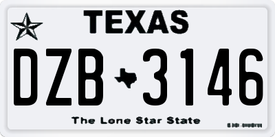 TX license plate DZB3146