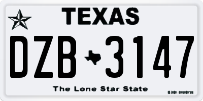 TX license plate DZB3147