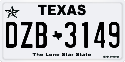 TX license plate DZB3149