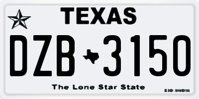 TX license plate DZB3150