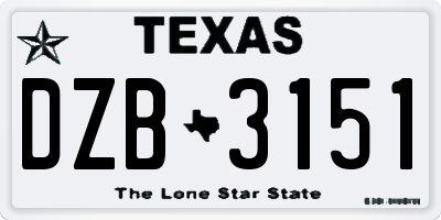 TX license plate DZB3151