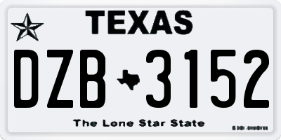 TX license plate DZB3152