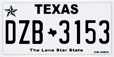 TX license plate DZB3153