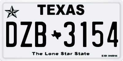 TX license plate DZB3154