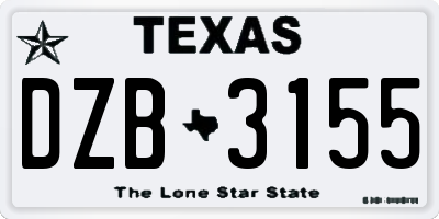 TX license plate DZB3155