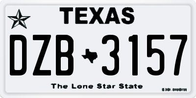TX license plate DZB3157