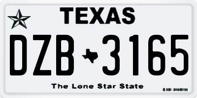 TX license plate DZB3165