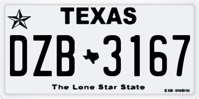 TX license plate DZB3167
