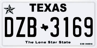 TX license plate DZB3169