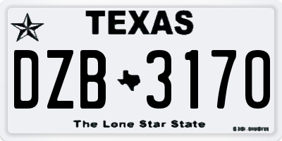 TX license plate DZB3170