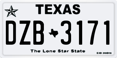 TX license plate DZB3171