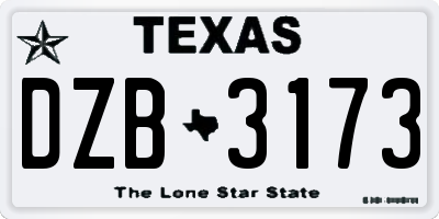 TX license plate DZB3173