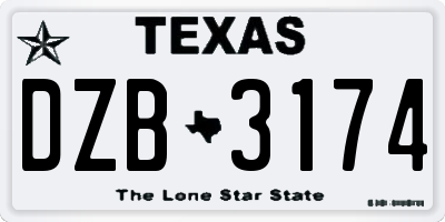 TX license plate DZB3174