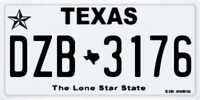 TX license plate DZB3176