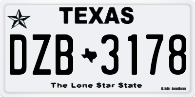 TX license plate DZB3178