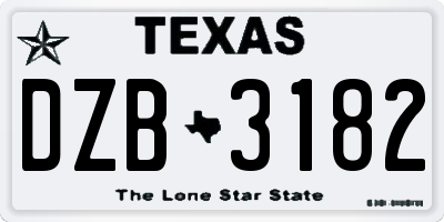 TX license plate DZB3182