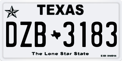 TX license plate DZB3183