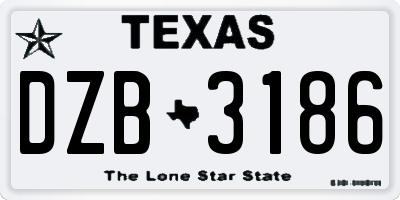 TX license plate DZB3186