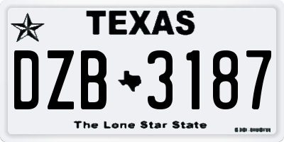 TX license plate DZB3187